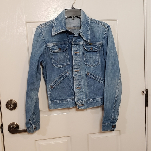 VINTAGE WRANGLER 70s Blue Jean Jacket Denim - Picture 2 of 10